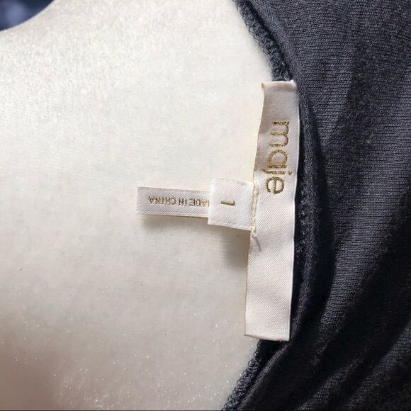 Maje Lace Mesh Eyelet Charcoal Bodycon Dress - Picture 7 of 14